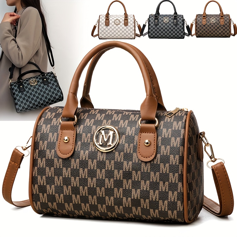 Leatherwork Logo - Dames alfabet schoudertas met gouden 