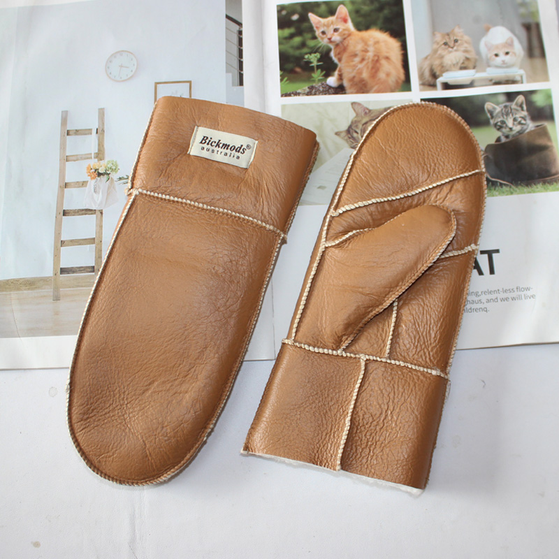 Leather Work Winter Gloves - Nieuwe leren dameshandschoenen van bont, winterse