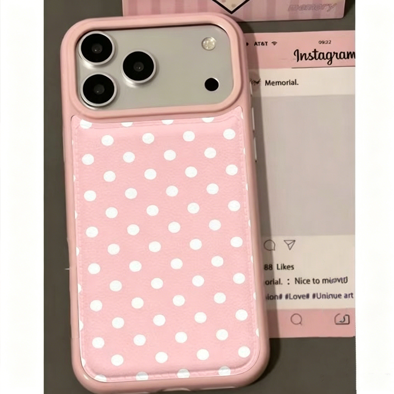 Leatherwork Drawing - Trendy schattige roze polkadot patroon leren