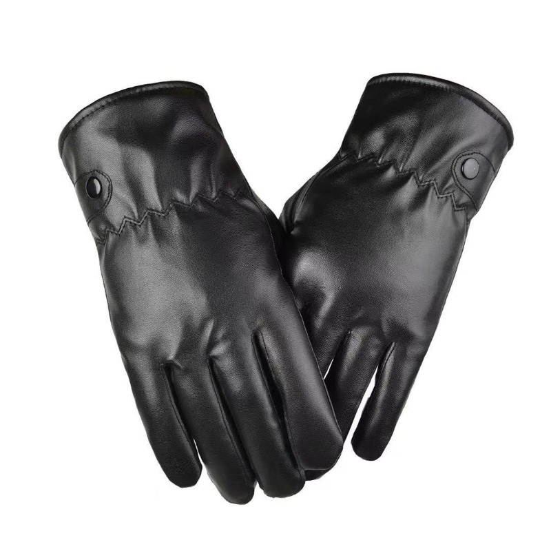 Leather Work Winter Gloves - Wintermode Zwarte PU lederen handschoenen Mannelijke