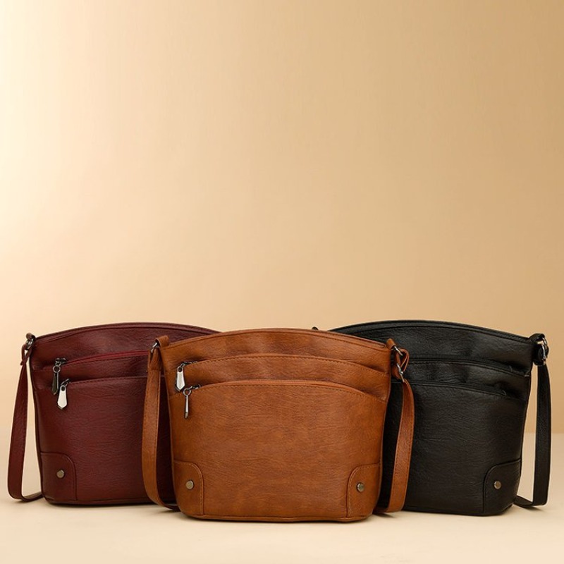 Leatherwork Logo - Hoge kwaliteit luiertas Minimalistische leren schoudertas