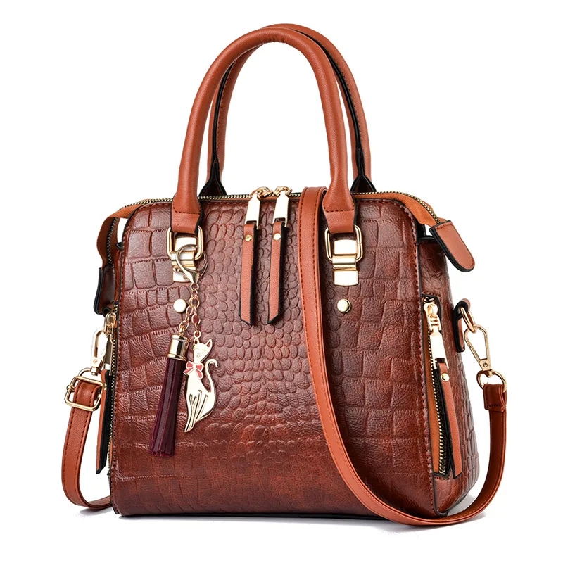 Leatherwork Drawing - Yogodlns Luxe Krokodil Patroon Handtas Vrouwen