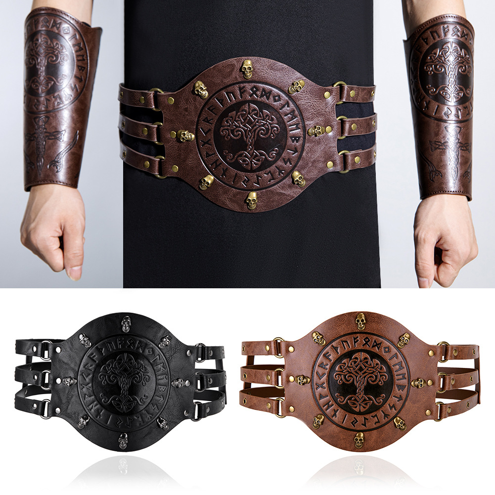 Leatherwork Fasteners - Middeleeuwse brede korsetriem, Viking piratenridderkostuum, pu