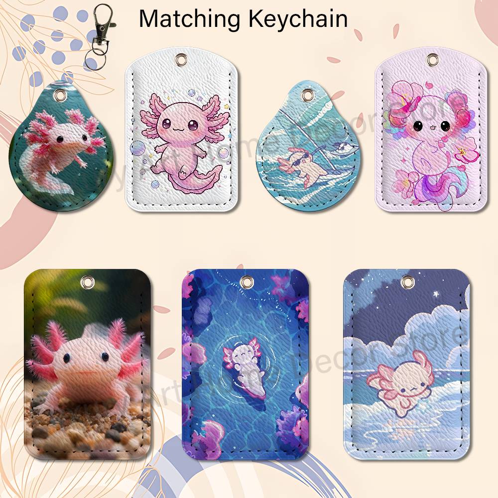 Leather Work Is - Leuke roze A-Axolotl cartoonhouder sleutelhanger voor