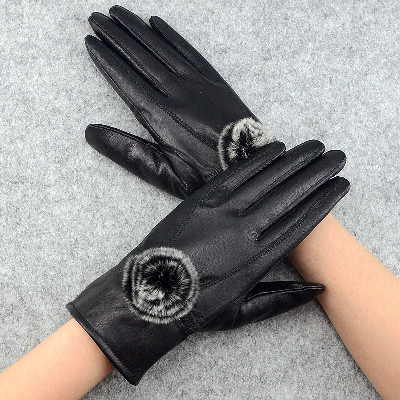 Leather Work Winter Gloves - Vrouwen Winter Lederen Handschoenen Met wol