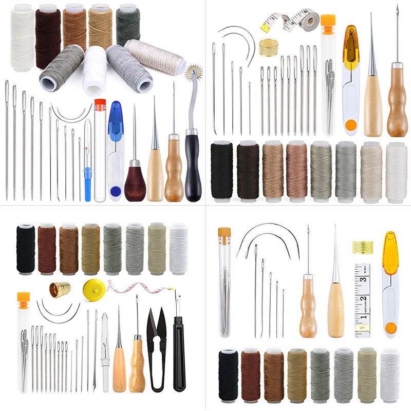 Leatherwork Hand Sewing Needles - Leerbewerking Crafting Tools Kit Naaiset Gewaxte