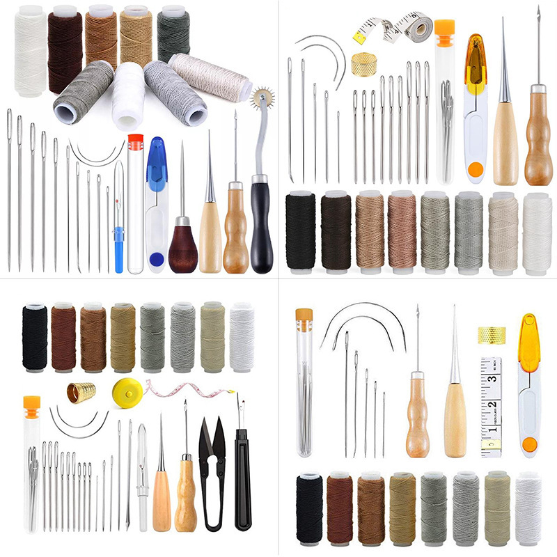 Leatherwork Hand Sewing Needles - Leren naaiset, lederen ambachtsgereedschapset, handnaalden, priem,