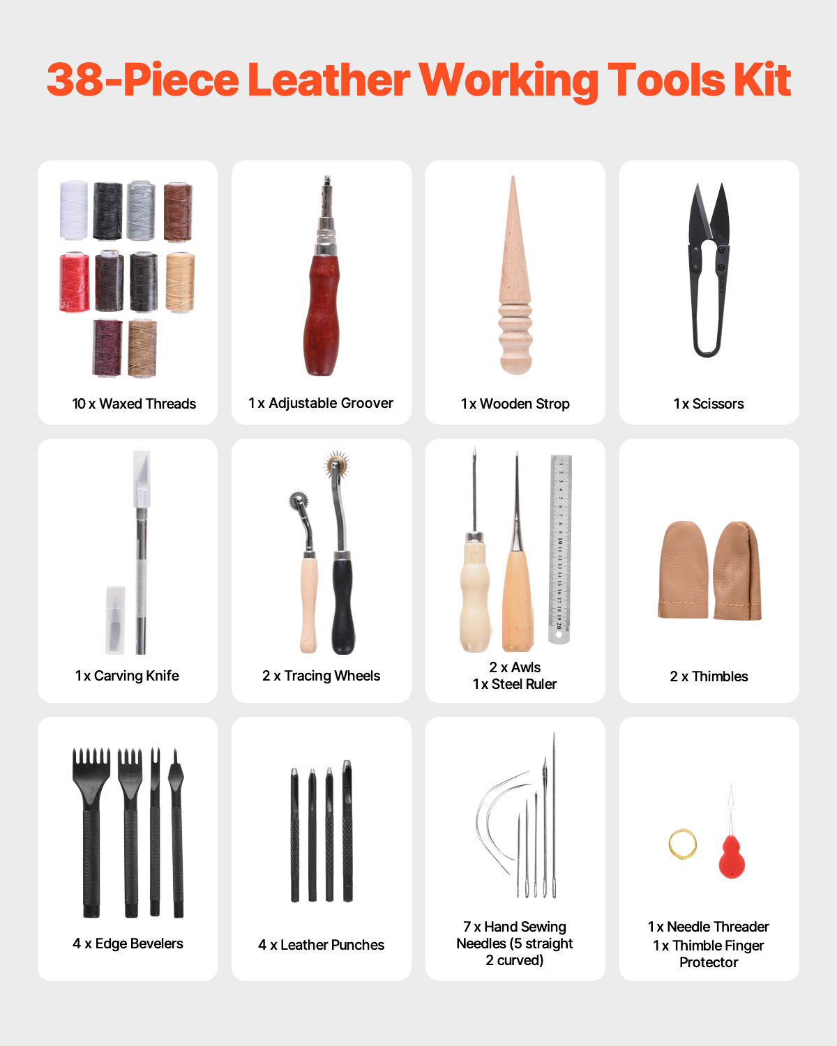 SucceBuy 38/59/61/72/92 Stuks  - Leatherwork Hammer recensie en prijs