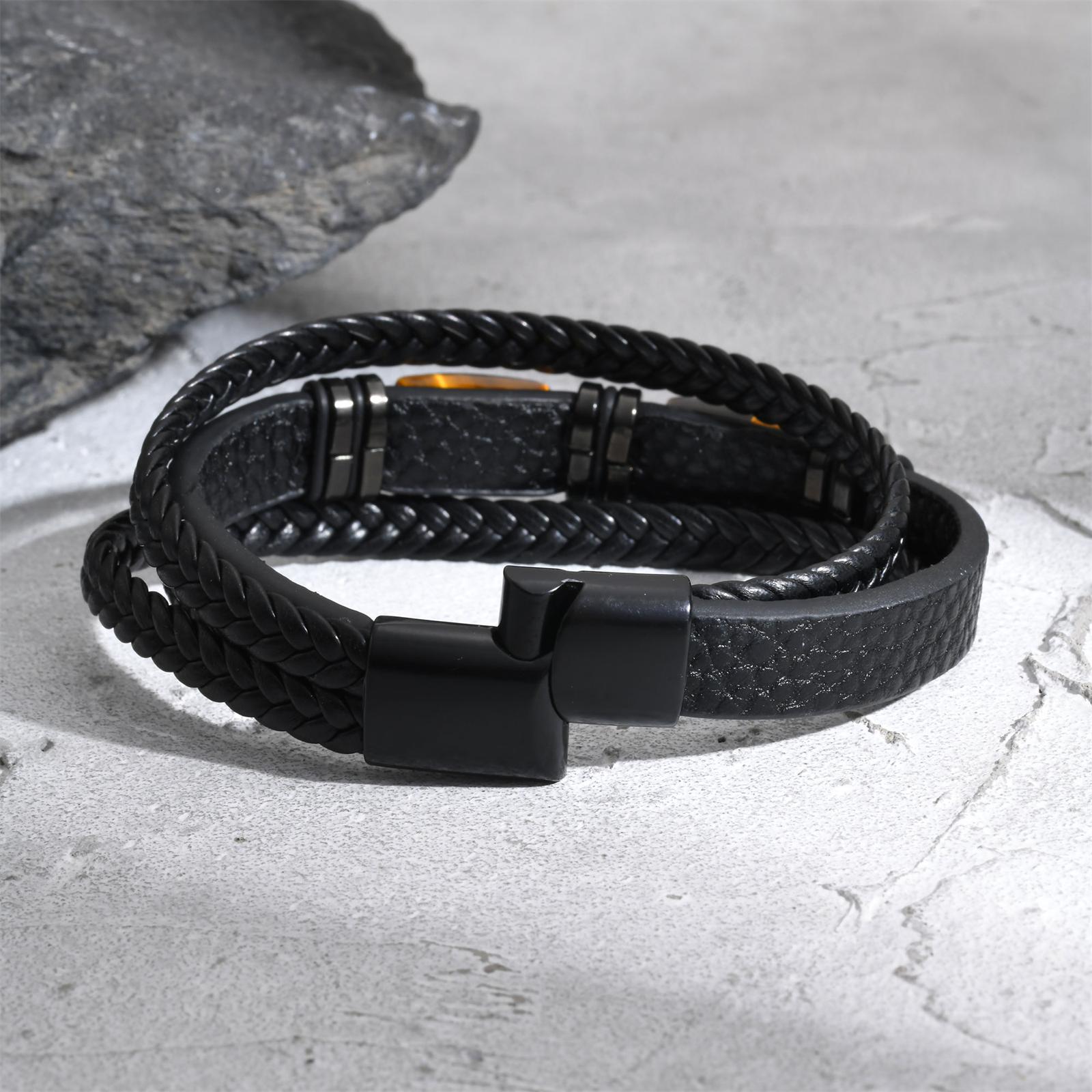 Heren gevlochten leren armband - Leatherwork Logo recensie en prijs
