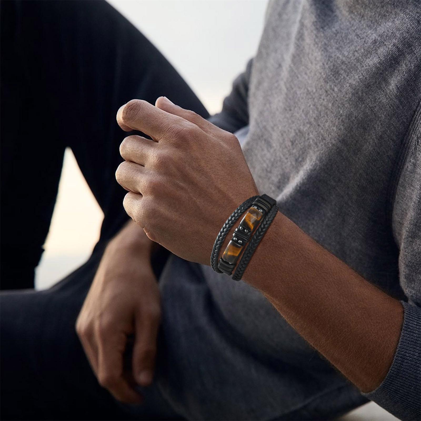 Heren gevlochten leren armband - Leatherwork Logo recensie en prijs