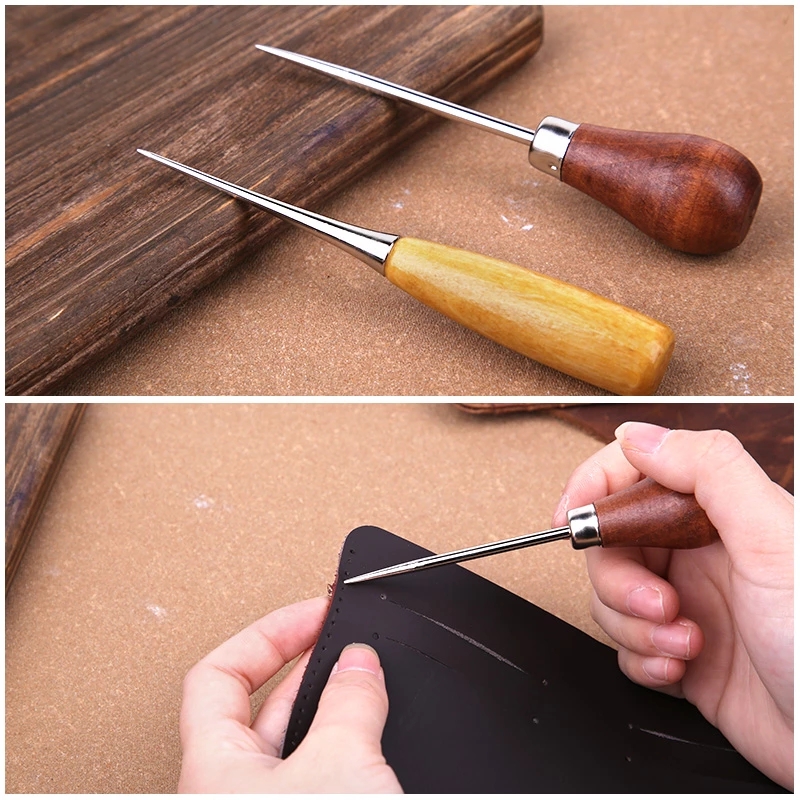 2 stuks houten handvat naai-aw - Leatherwork Hand Sewing Needles recensie en prijs