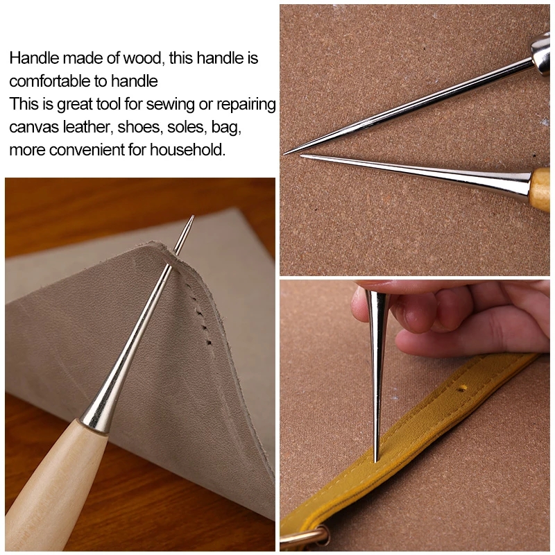 2 stuks houten handvat naai-aw - Leatherwork Hand Sewing Needles recensie en prijs